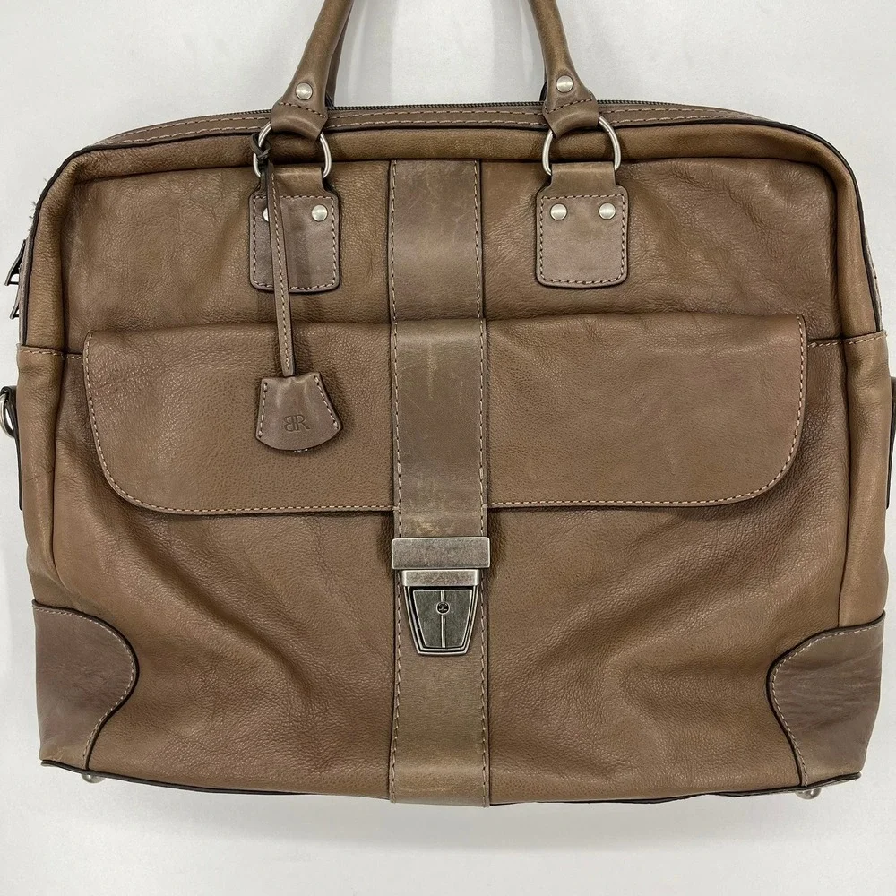Banana Republic Brown Cow Leather Briefcase Laptop Bag 100% Leather